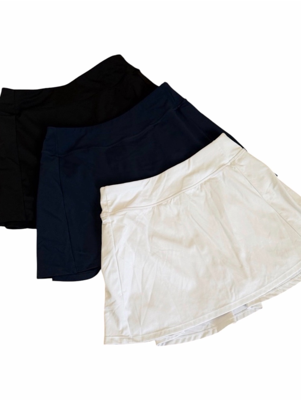 Stella Bundle of Three Athletic Skort Shorts – Black, Navy, White Size S